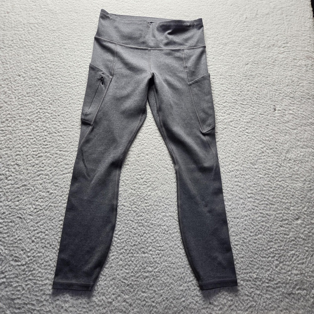 Athleta Leggings Womens Small Gray High Rise Ankle Stretch Zip Pocket Yoga
